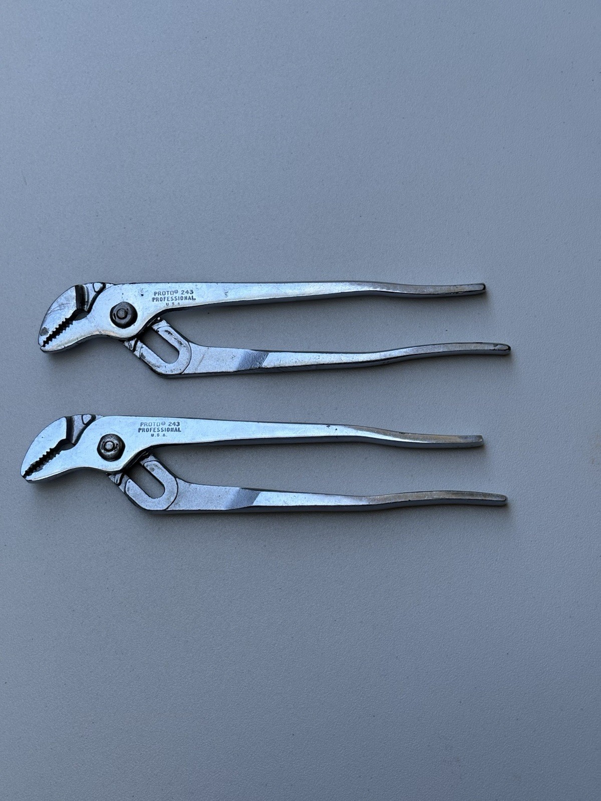 Lot of 2 Proto 243 10″ Adjustable Slip Joint Pliers Made in USA