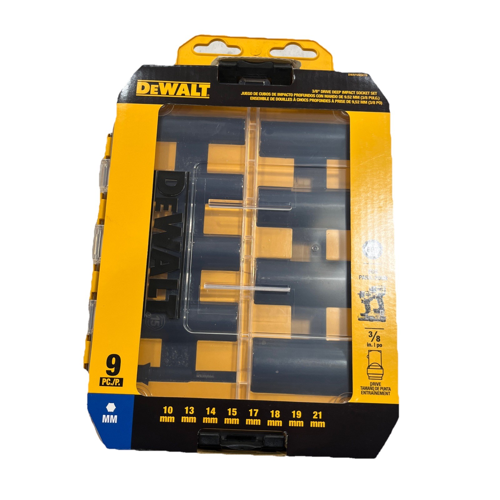 DEWALT 9 Piece Metric 3/8-in Drive Set 6 point Impact Socket Set