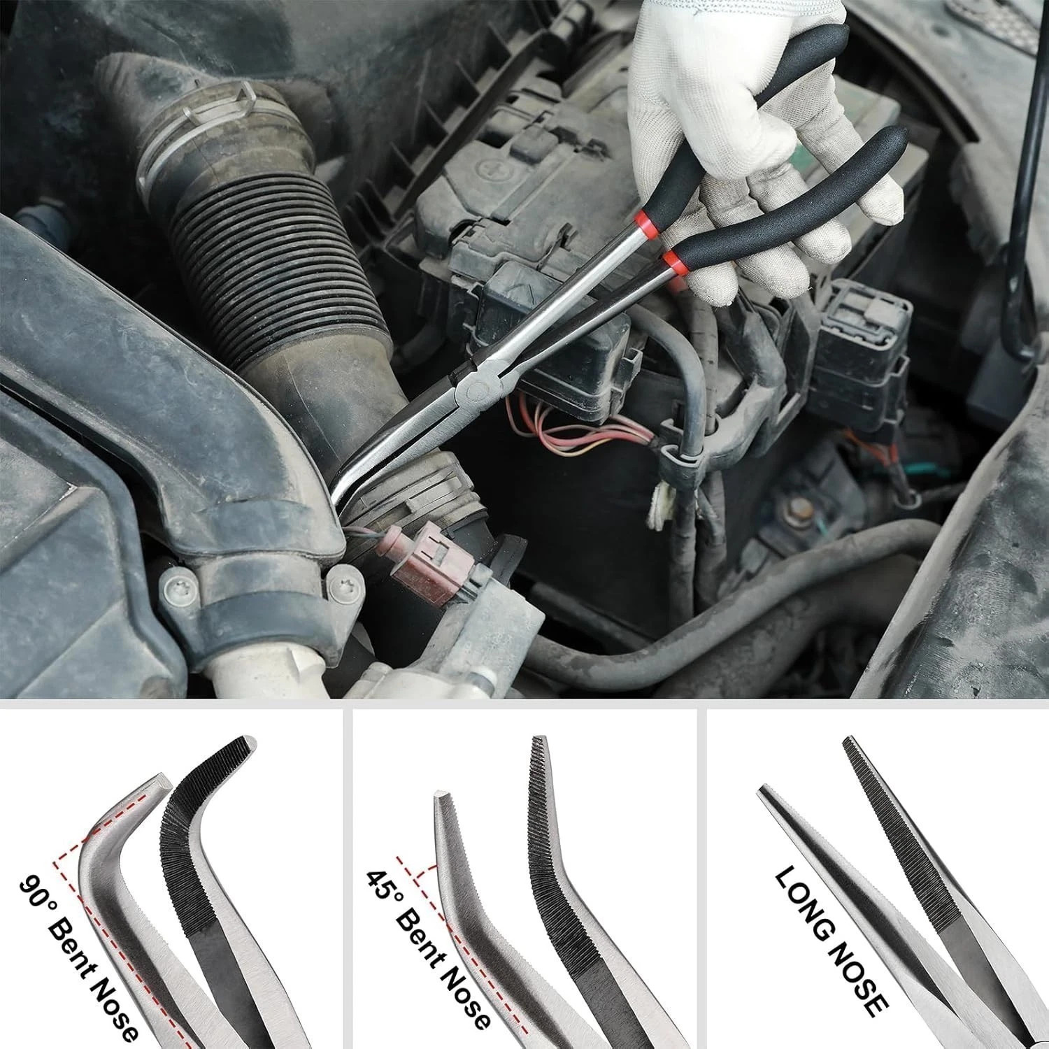 6Pack 11 Inch Long Reach Needle Nose Pliers Set Precision Long Nose Pliers Kit