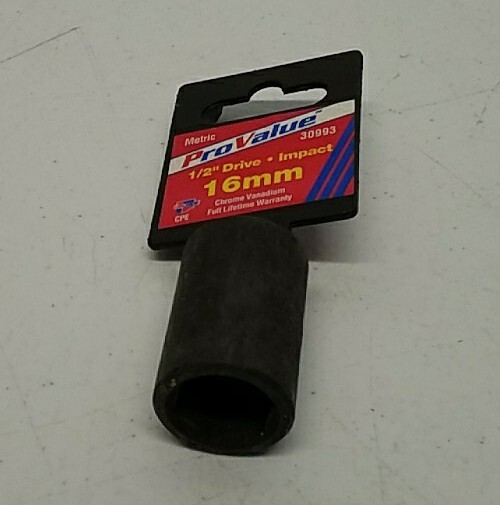 30993 ProValue 1/2″ Drive 16mm Impact Socket – Heavy-Duty Power Tool Bit