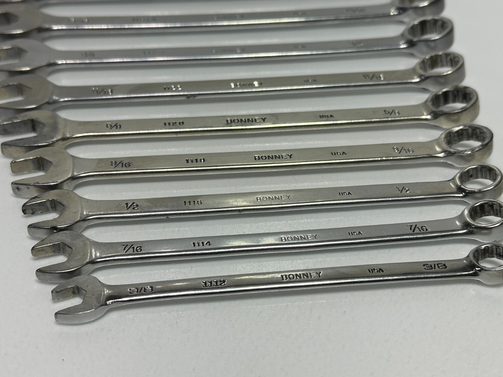 🇺🇸 Bonney Tools USA 11pc SAE 3/8-1″ Chrome Combination Wrench Set, 12 Point