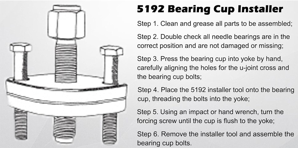 5192 Heavy Duty Bearing Cup Installer Tool for Bolt Retained U-Joint 1610-1880
