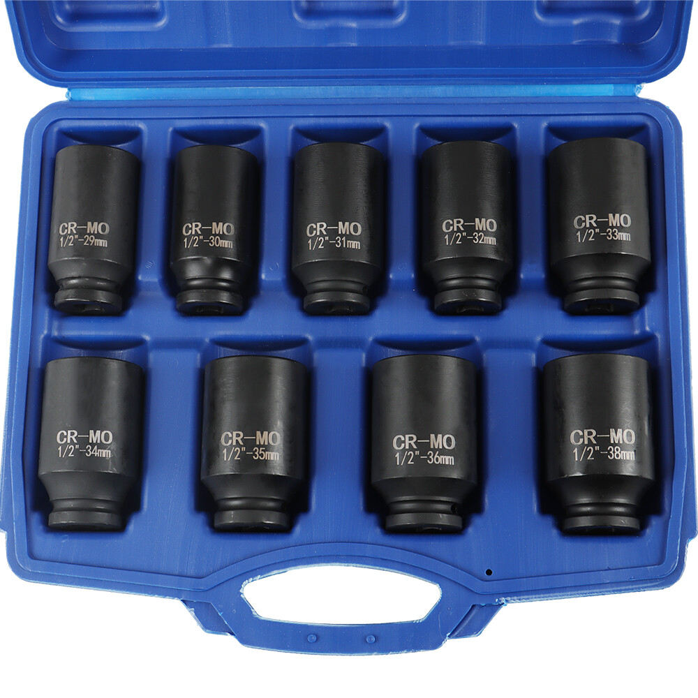 Deep Impact Socket Set 1/2″ Drive Metric Axle Hub Nut Socket 29-38mm 9Pcs