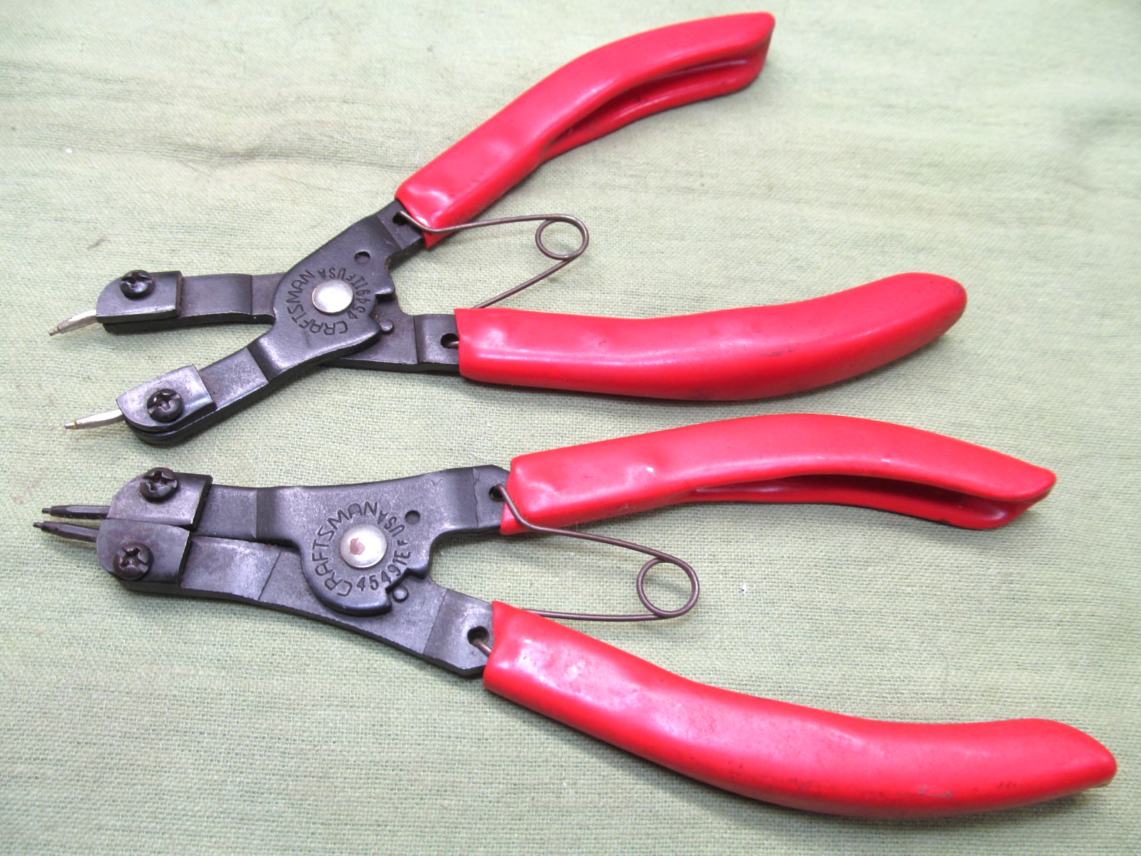 Pair of USA Made Craftsman Snap Ring Pliers – External & Internal Spring Loaded