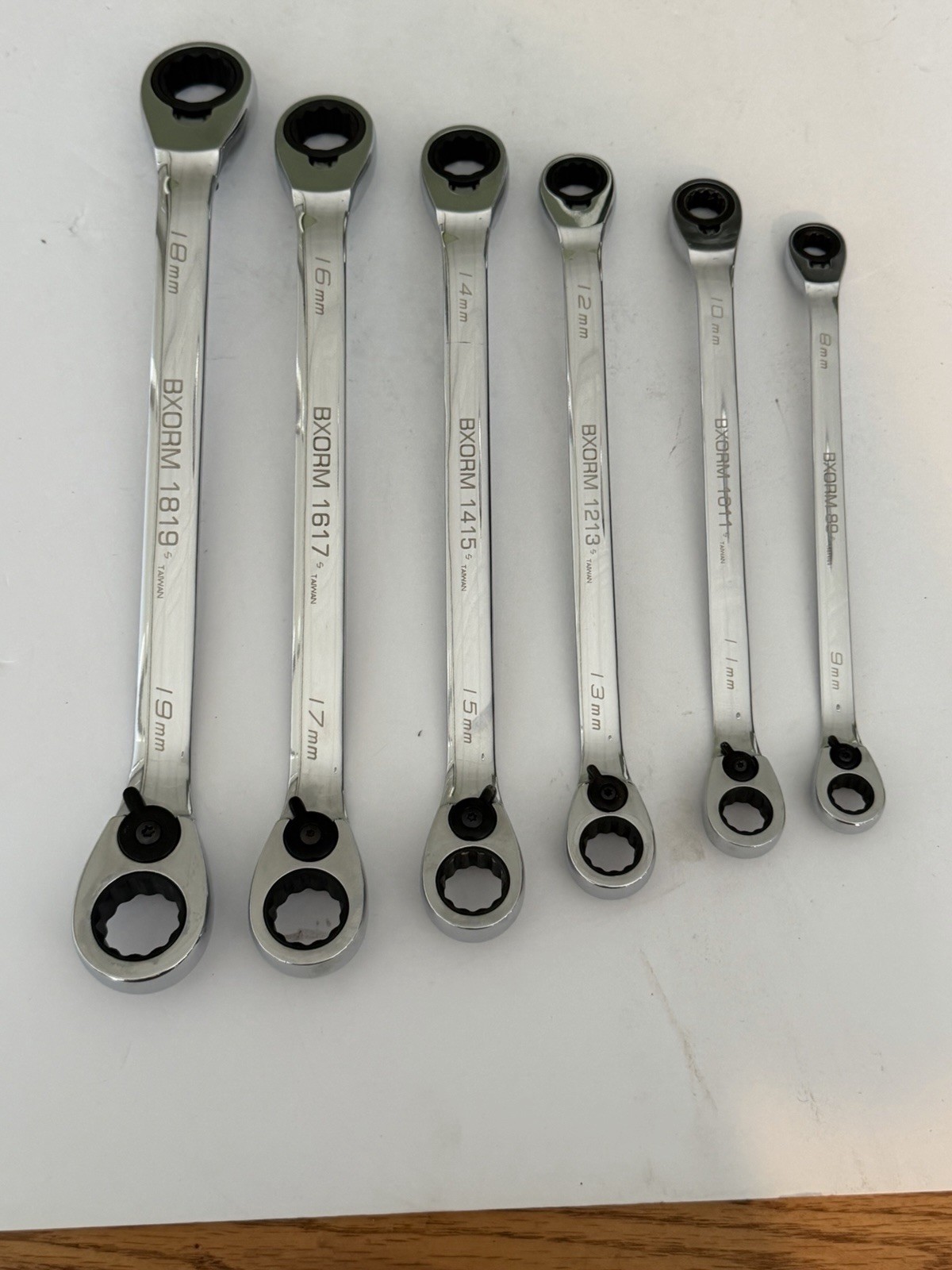 Blue Point Snap On 6pc Metric 9-19mm Ratchet Box Wrench Set BXORM706 w/ Tray USA
