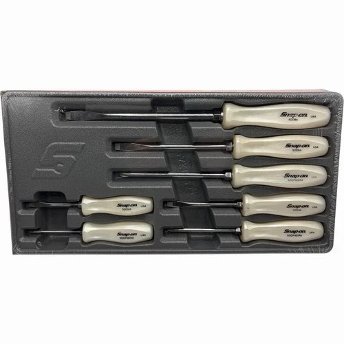 Snap On Tools PEARL WHITE 7pc Hard Handle Combination Screwdriver Set SDDX70APW