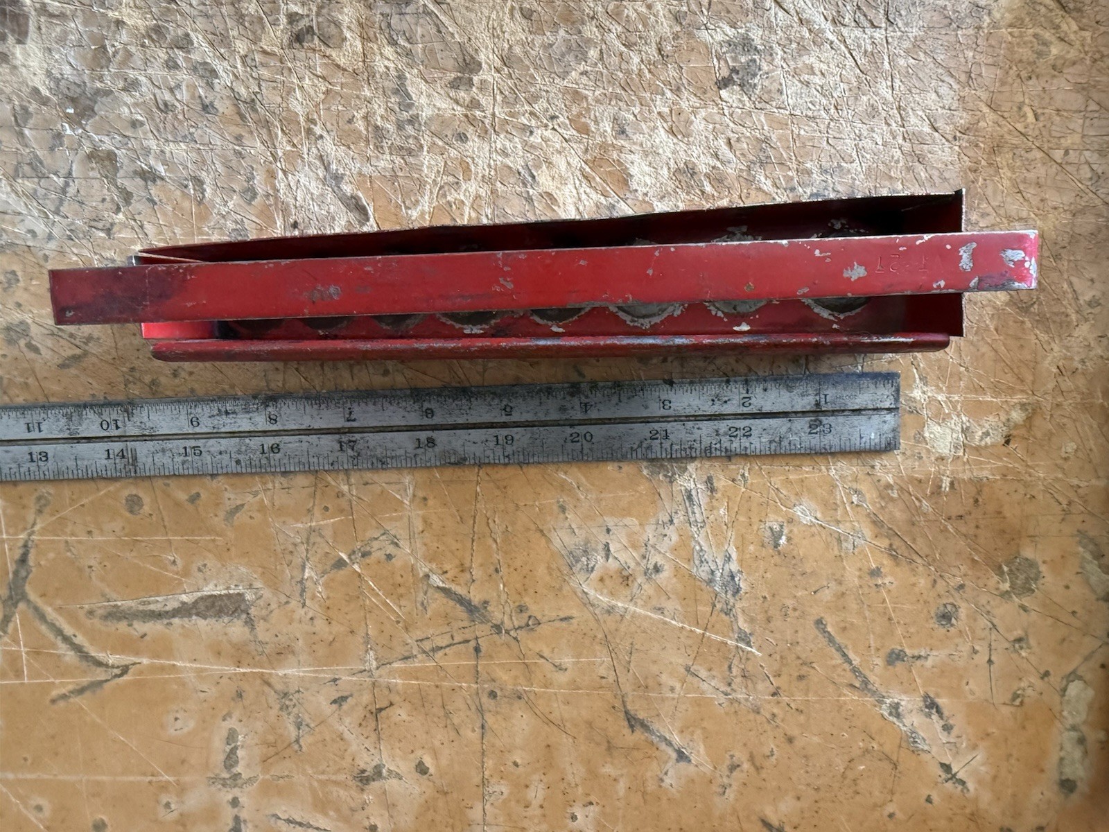 MAC Tools Red Metal Parts Tray Carry Tray Socket Holder Round Logo USA 9”
