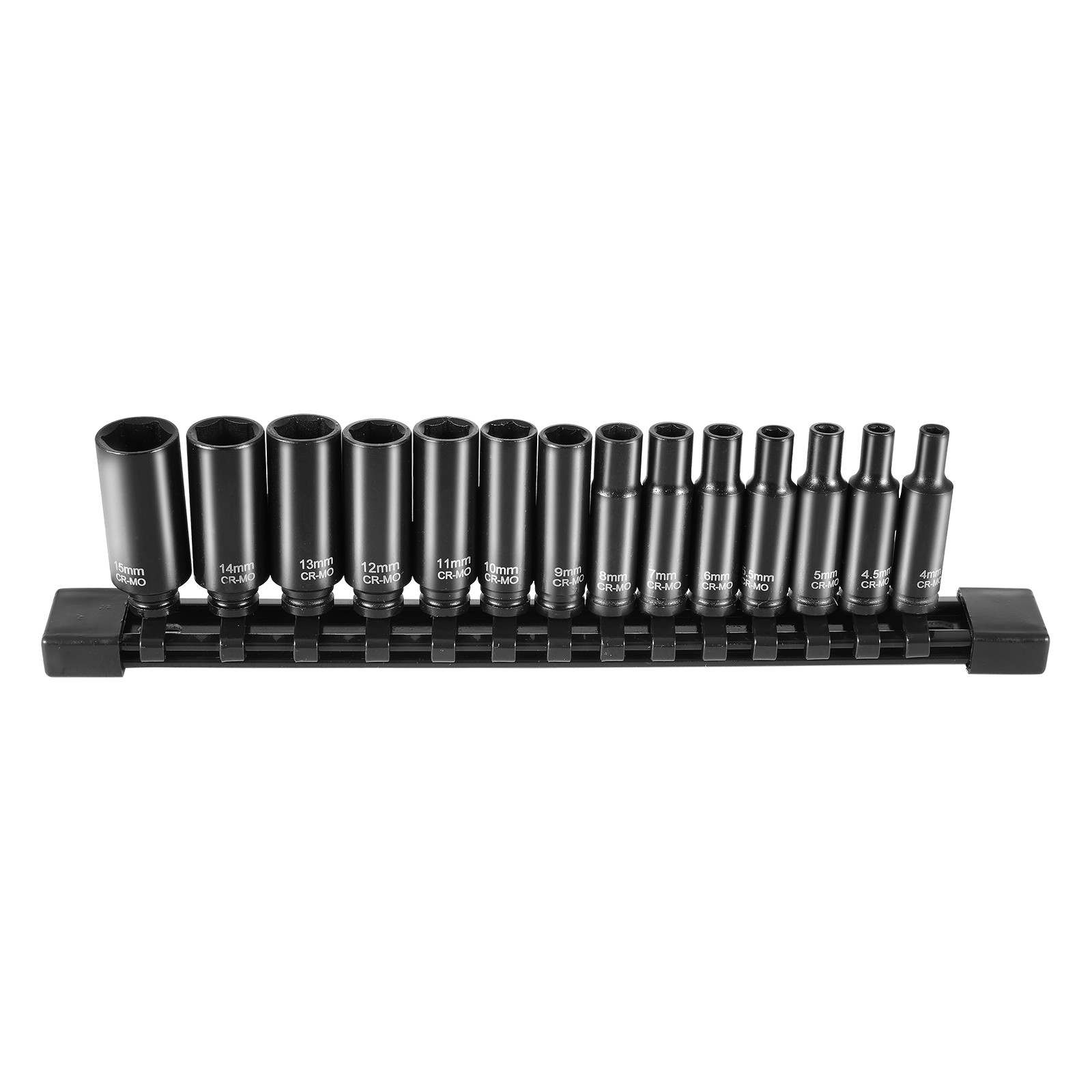 VEVOR Impact Sockets Set 14PCS 6-Point 1/4″ Deep Socket Set Metric 4-15mm Cr-Mo