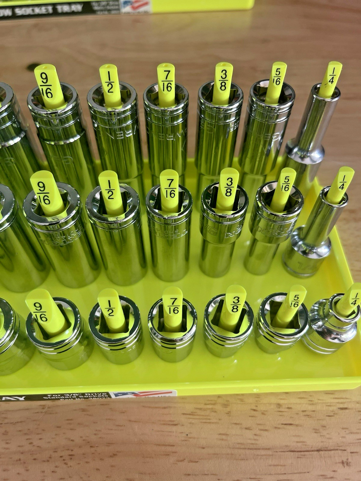 GearWrench 3/8” Metric & SAE Shallow Mid Deep 6 pt Sockets w/ Hansen Trays