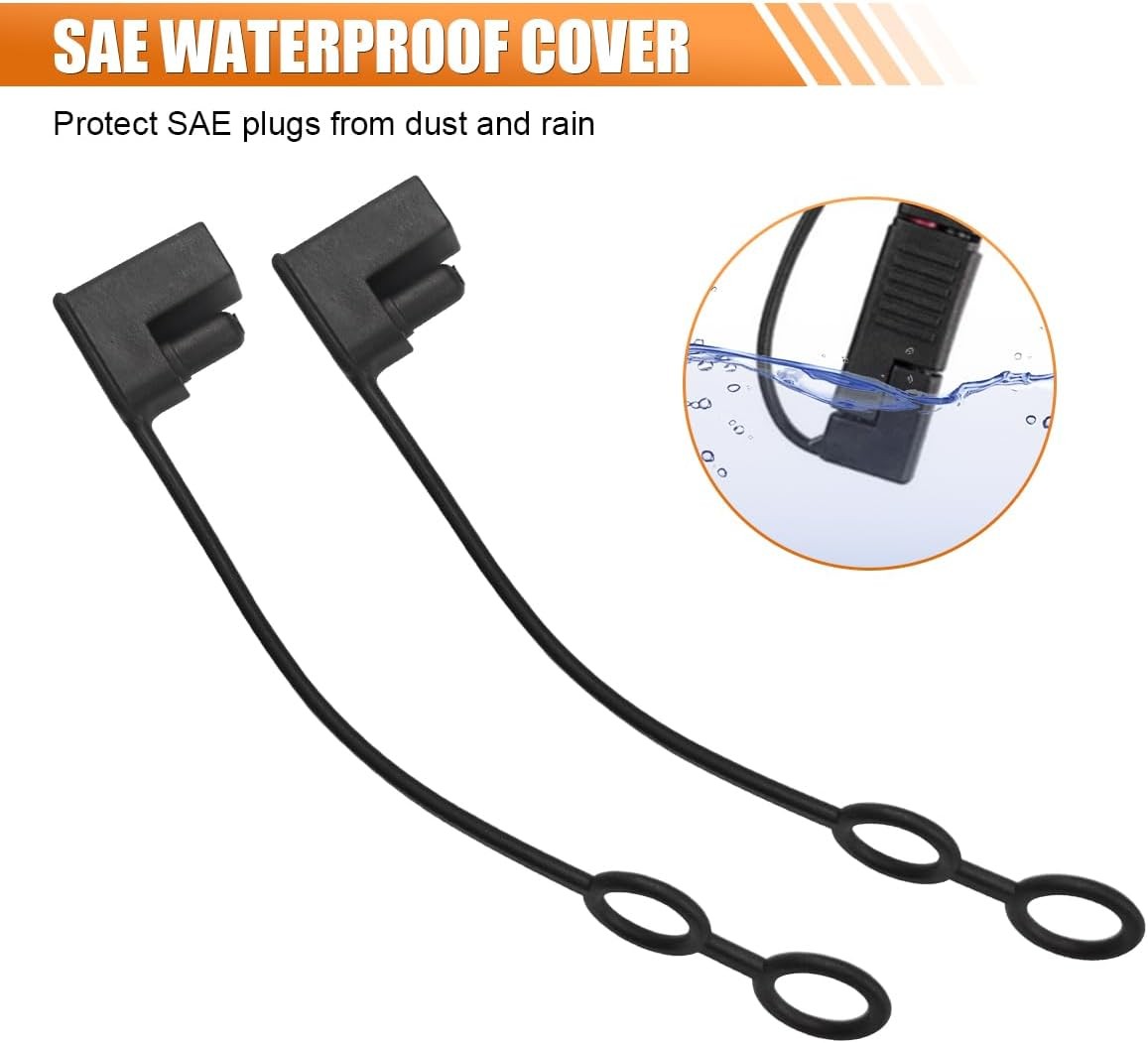 2 Pin Plug Replacement Weather Cap, SAE Waterproof Dust-Proof Black-8PCS