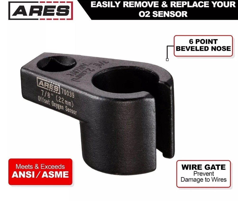 ARES 70039-3/8-Inch Drive by 7/8-Inch (22mm) Offset Oxygen Sensor Socket – Wi…