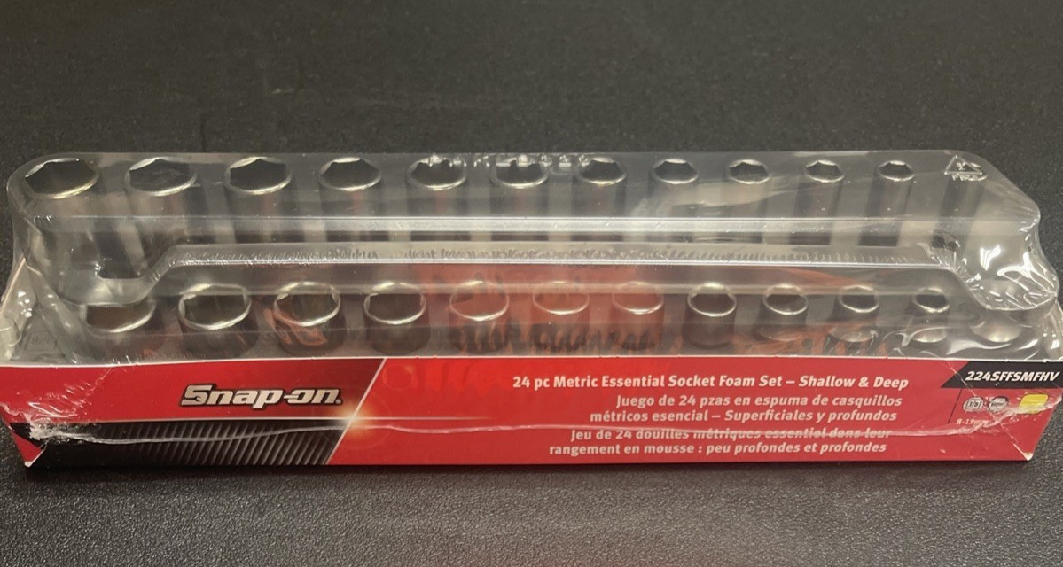 SNAP-ON 224SFFSMFHV 24PC METRIC SHALLOW & DEEP 3/8″ SOCKET FOAM SET 8-19MM New