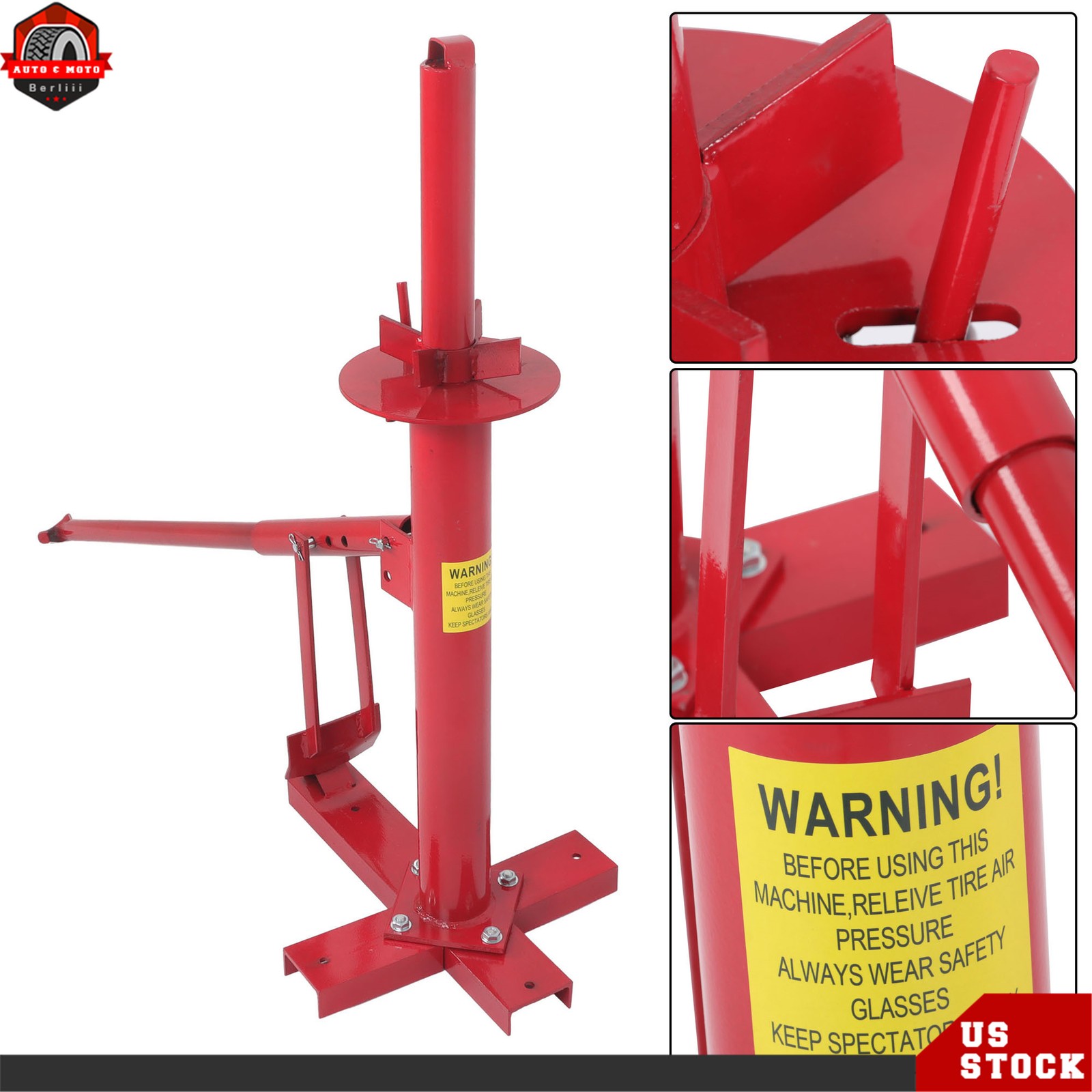 Portable Hand Bead Breaker Mounting Tool 8″ to 16″ Tires Manual Tire Changer Red
