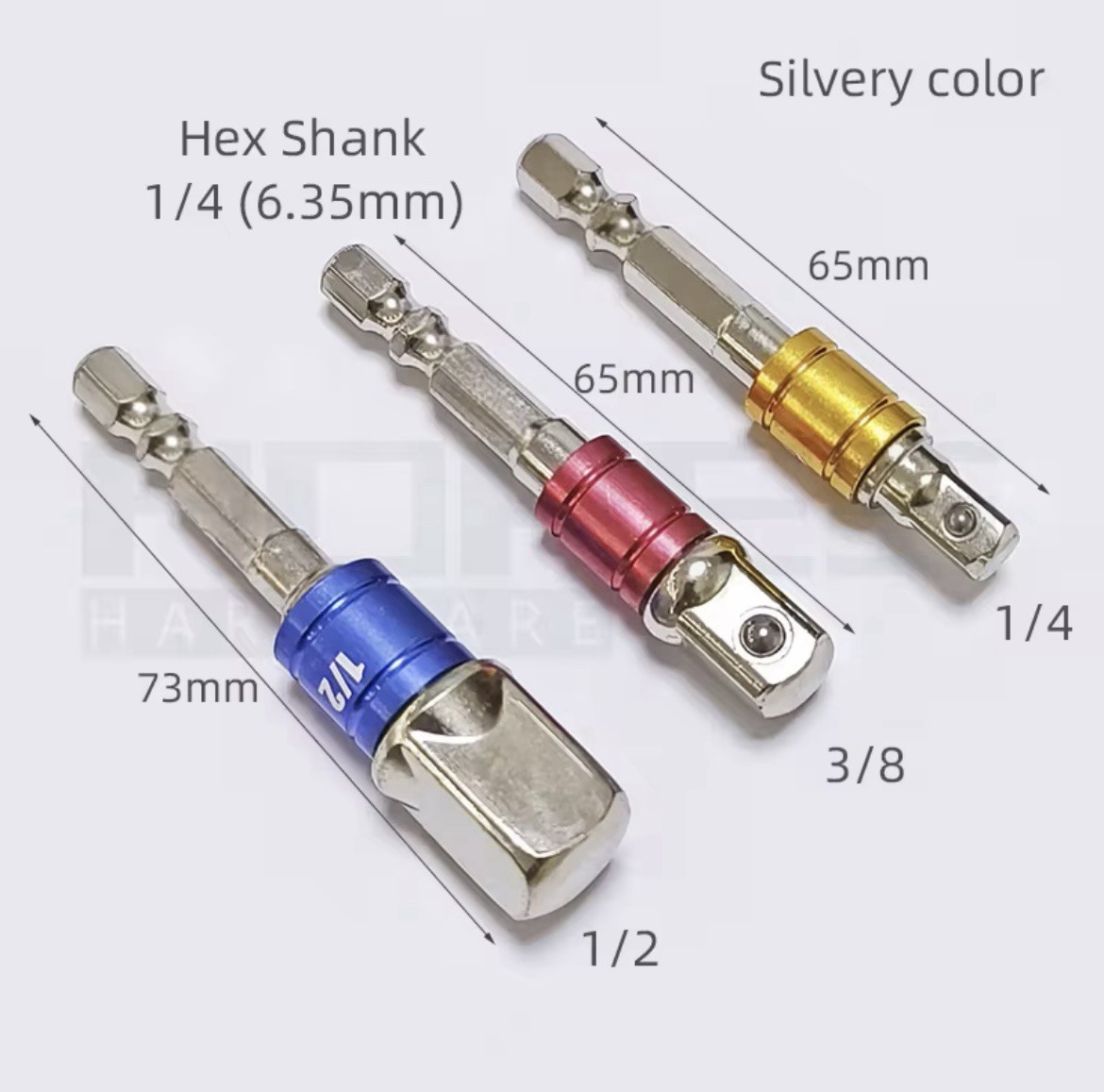 IMPACT Drill Socket Adaptor Hex Drive To 1/4″ 3/8″ 1/2″ DR Square Socket
