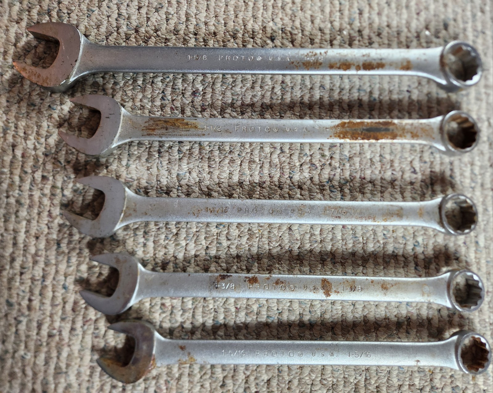 5pc Rare Proto Professional Tools Jumbo Wrench Set 1252, 1248, 1246, 1244, 1242