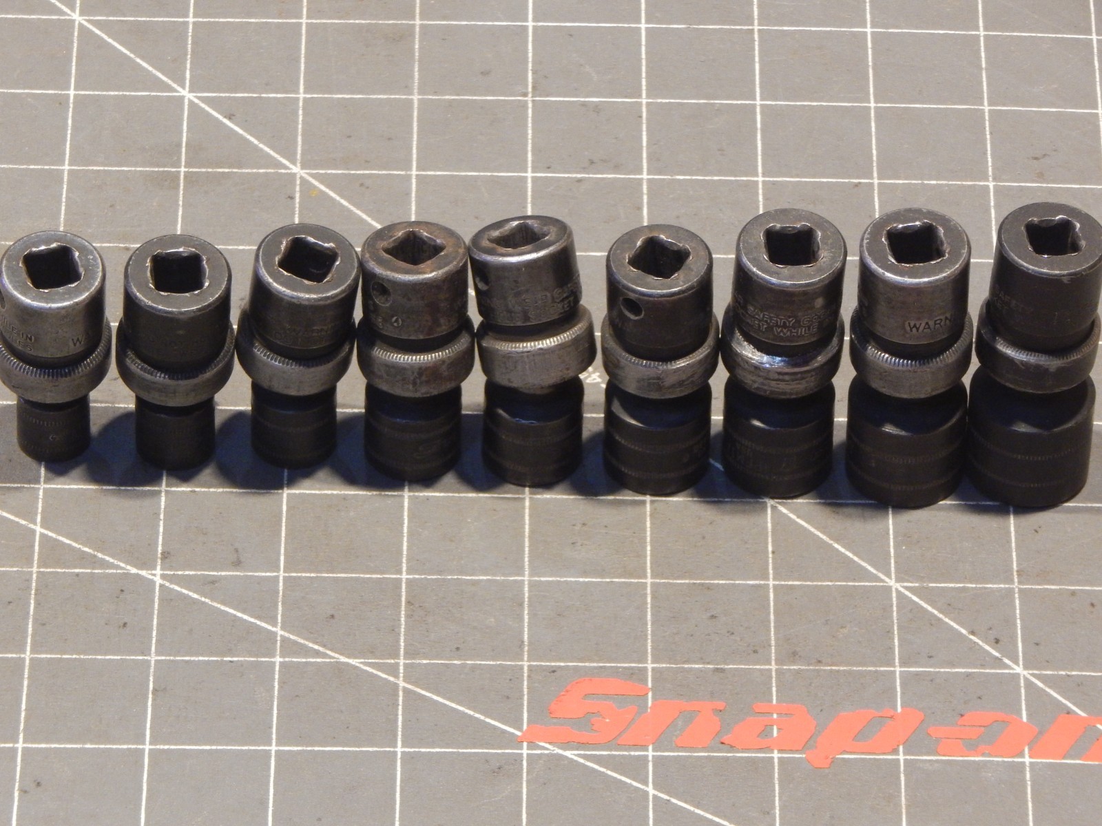 READ Snap On 9Pc Metric 3/8 Drive Impact Swivel Universal Socket Set 10MM 19MM