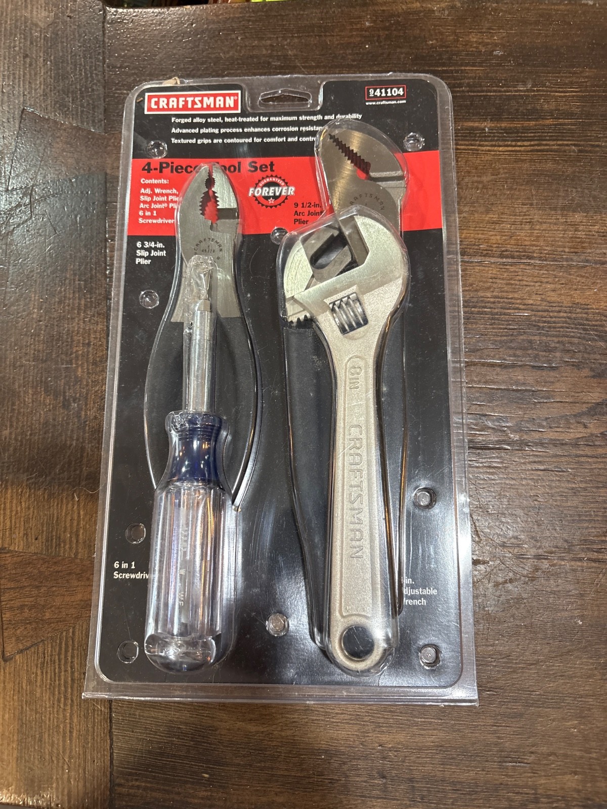 NOS Sears Craftsman USA 41104 4pc Tool Set, Adjustable Pliers 6-in-1 Screwdriver