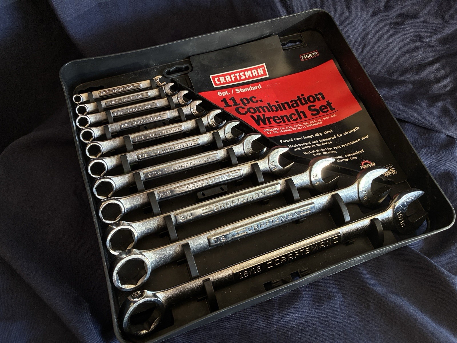 Sears Craftsman USA 11Pc 6pt Combination Wrench Set 46893 SAE 1/4” – 15/16”