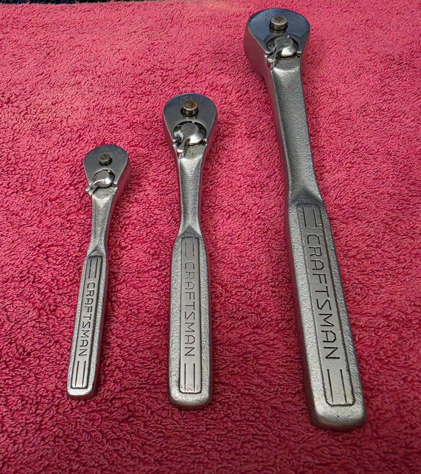Vintage Craftsman Forged In USA Set Of 1/4, 3/8, And 1/2 Ratchets