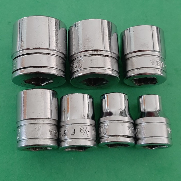 Snap-on F308-F320 1/4″ – 5/8″ 3/8″ Drive 7 Pc Double Square 8pt Point Socket Set
