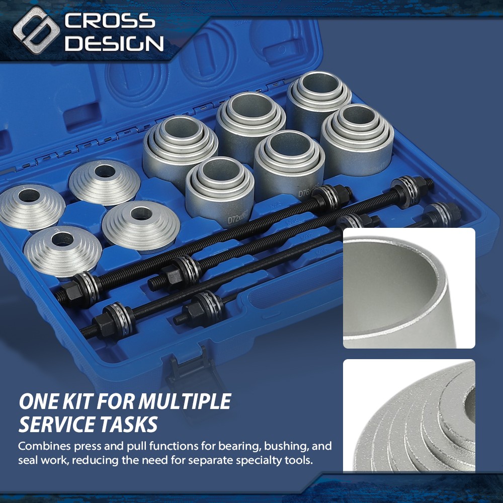 28PC Universal Press Pull Sleeve Kit Bush Bearing Removal Insertion Tool Kit Set