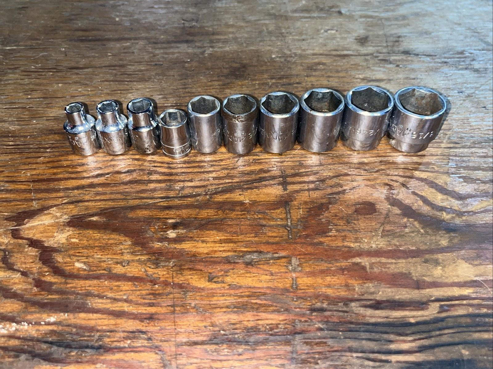 MAC Tools 10 pc 3/8 Dr Shallow SAE Socket Set 1/4-13/16 X Series Read! 1 Snap On