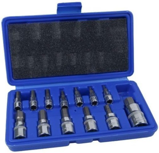 13pc Metric Hex Bit Socket Set 2-14mm for Automotive & Industrial Use