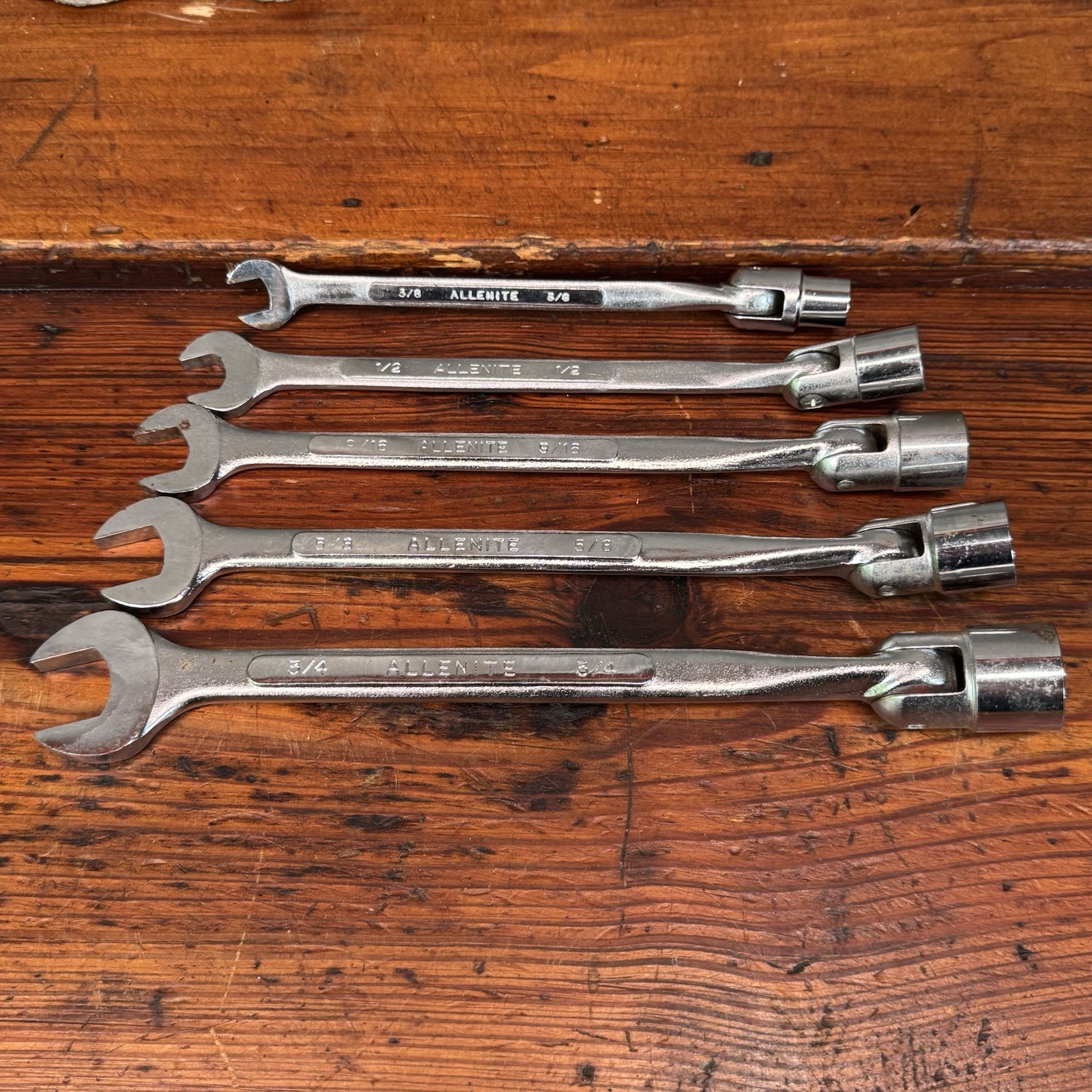 (5) Allenite FLEX WRENCH SOCKET SET SAE 12 PT Japan 3/8 1/2 9/16 5/8 3/4 Lot