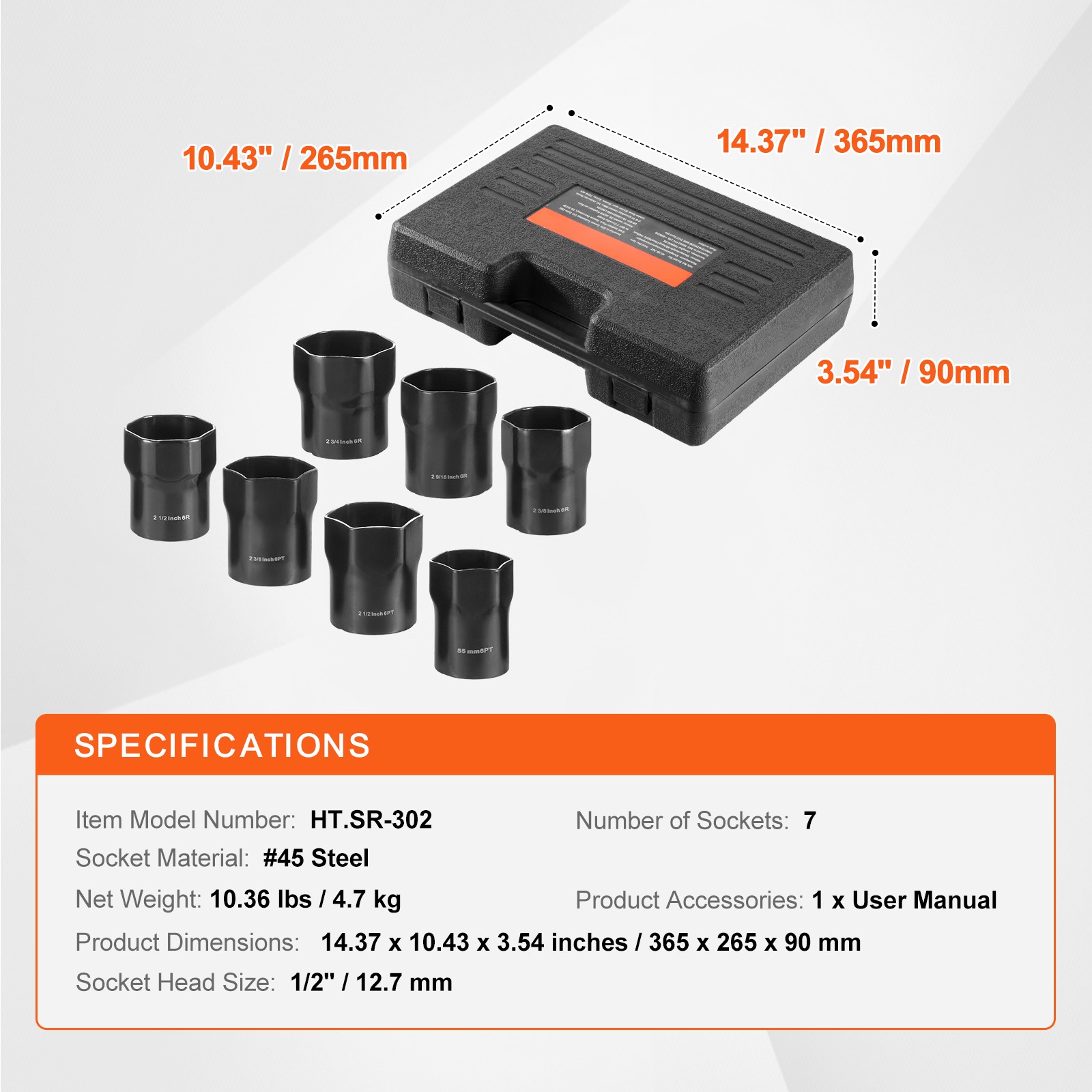 Uimoso 7-Piece Wheel Bearing Locknut Socket Set, SAE & Metric, 1/2-Inch Drive
