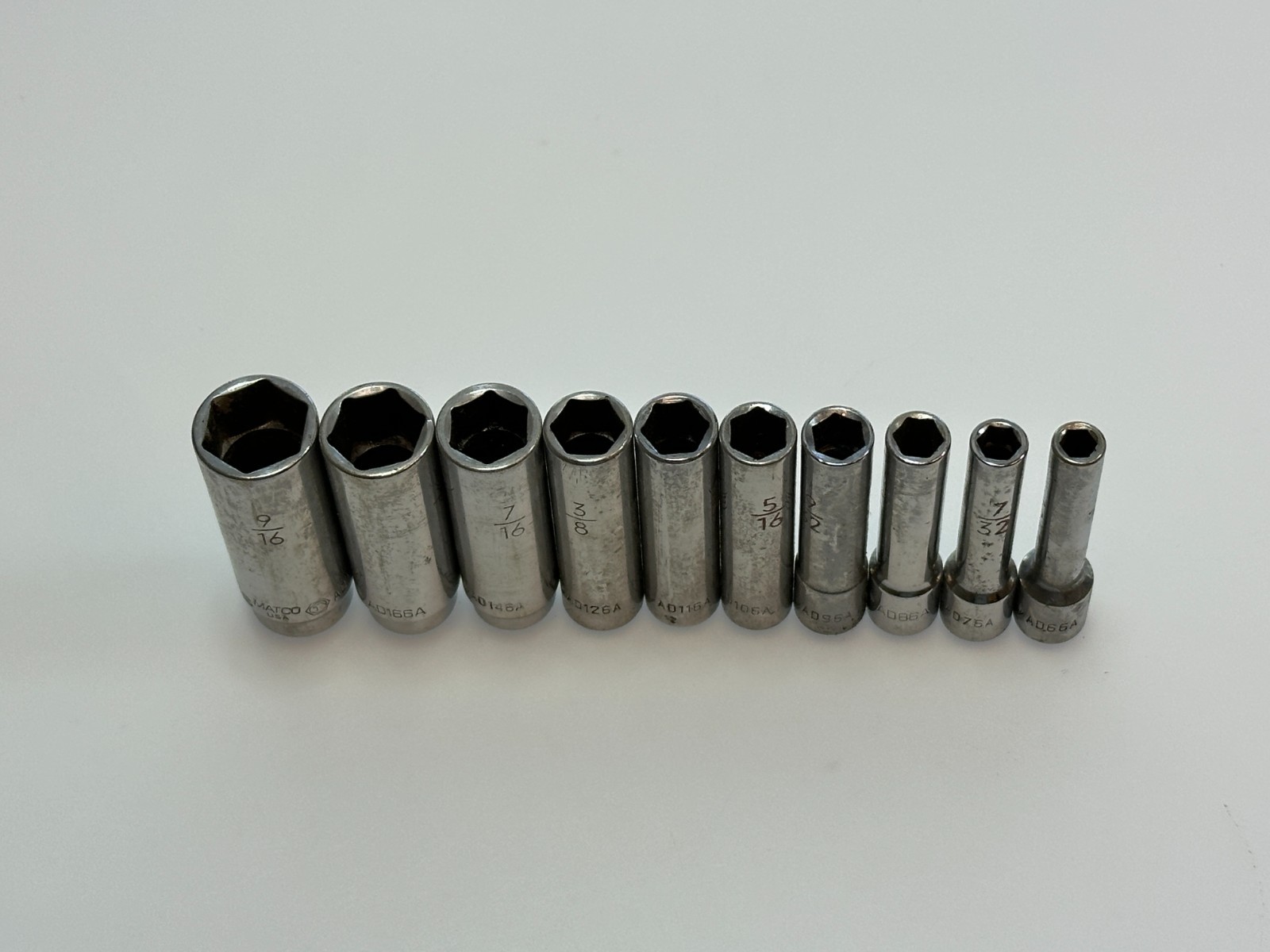 Matco Tools USA 10pc SAE 3/16″ to 9/16″ Deep Chrome Socket Set, 1/4″ Drive 6 PT.