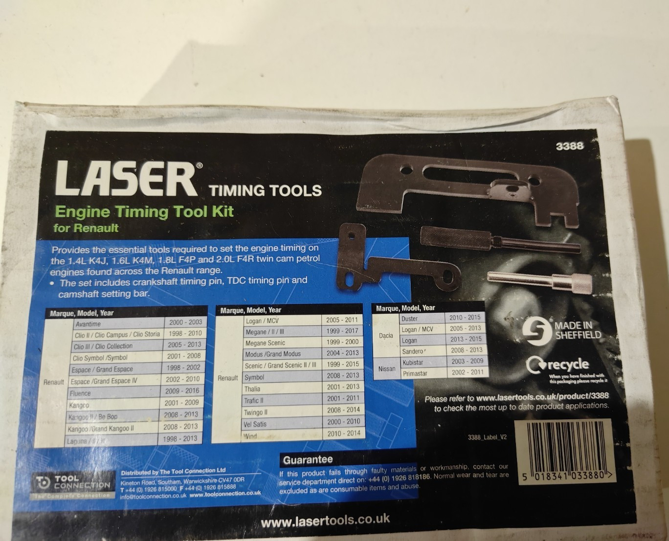 Engine Timing Tool Kit For Renault/Nissan/Dacia Laser 3388