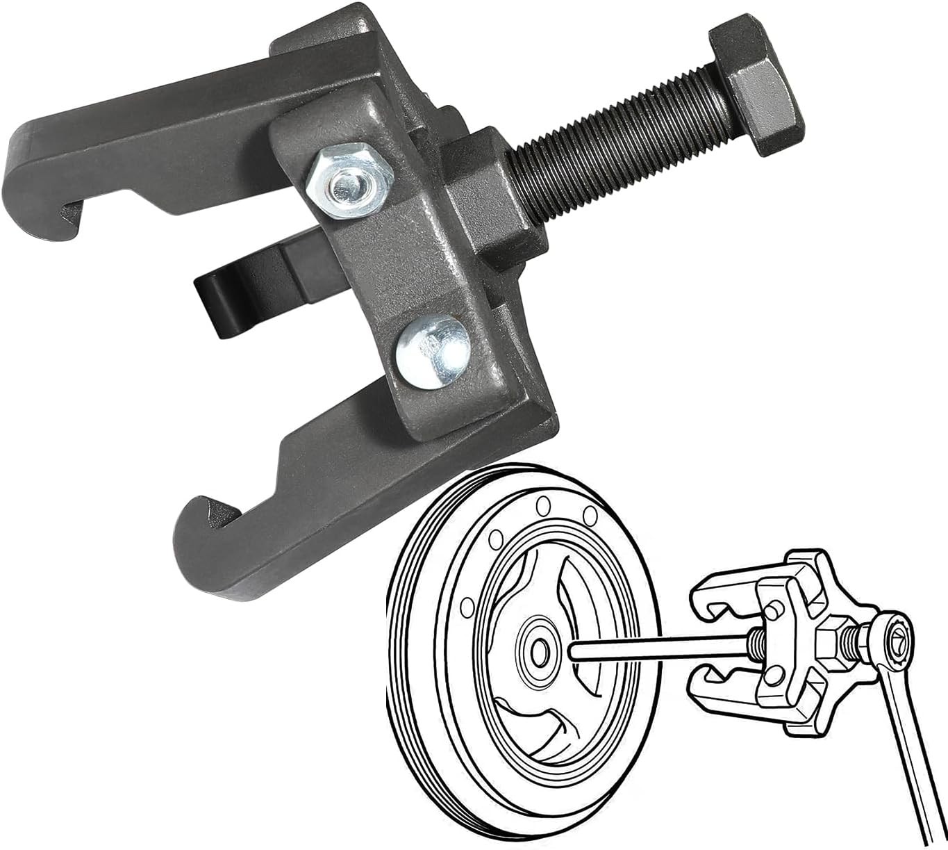 Harmonic Balancer Damper Pulley Puller Kit 6 Jaw Tool for V8 Engines