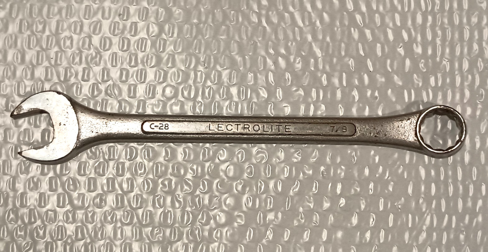 SK TOOLS «LECTROLITE» 7/8″ COMBO WRENCH, 11″ LONG, 12 POINT.