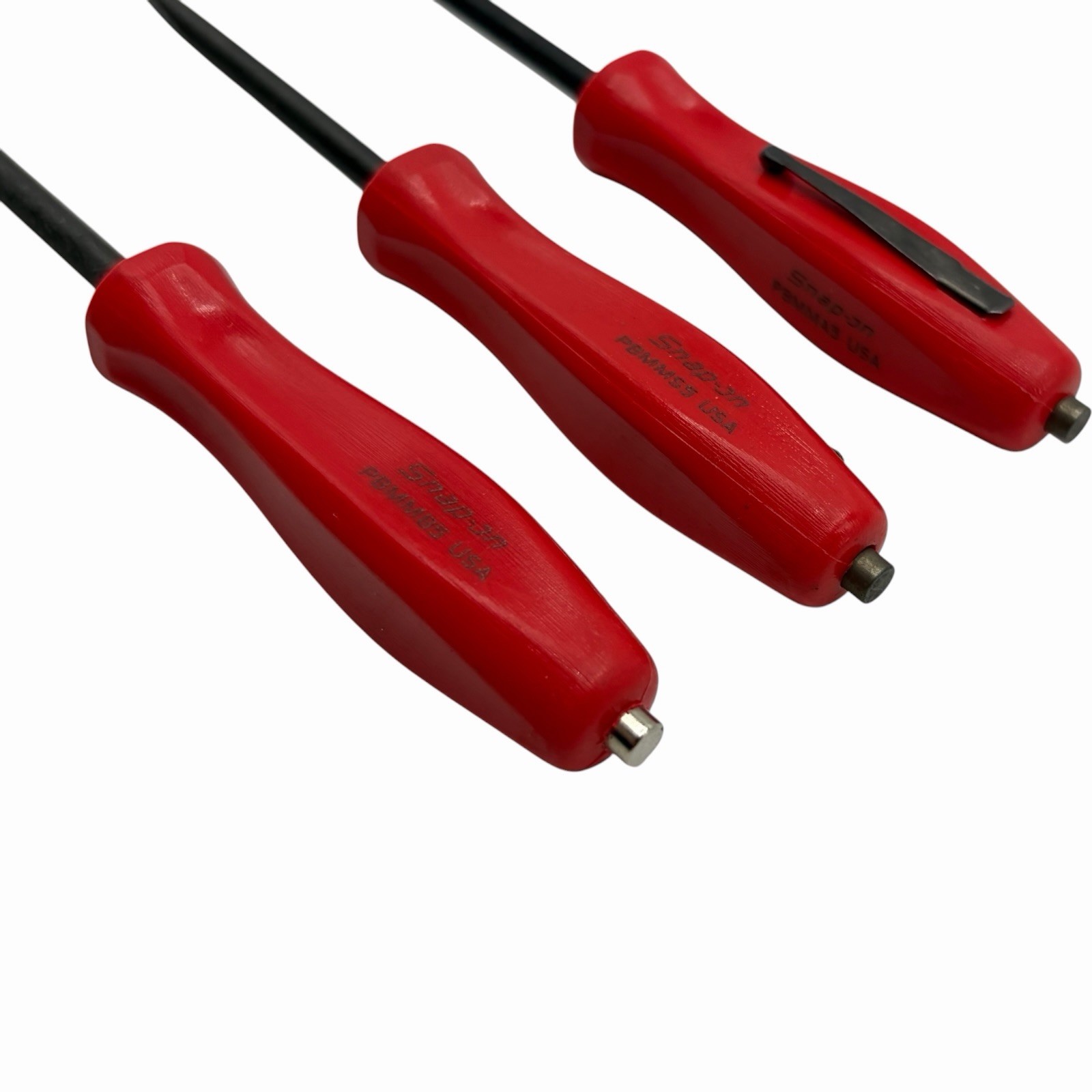 Snap On Tools Mini Magnetic Pocket Pry Bar Set 3 piece Red 5 inch Bent 90