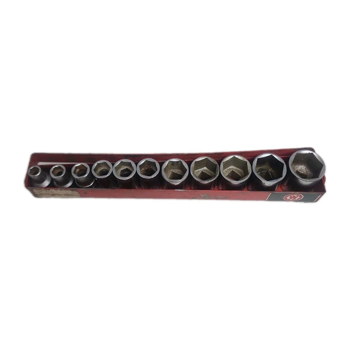 Vtg Wright 3/8″ Drive SAE 11 Piece 6pt Socket Set 1/4″ to 7/8″ – USA