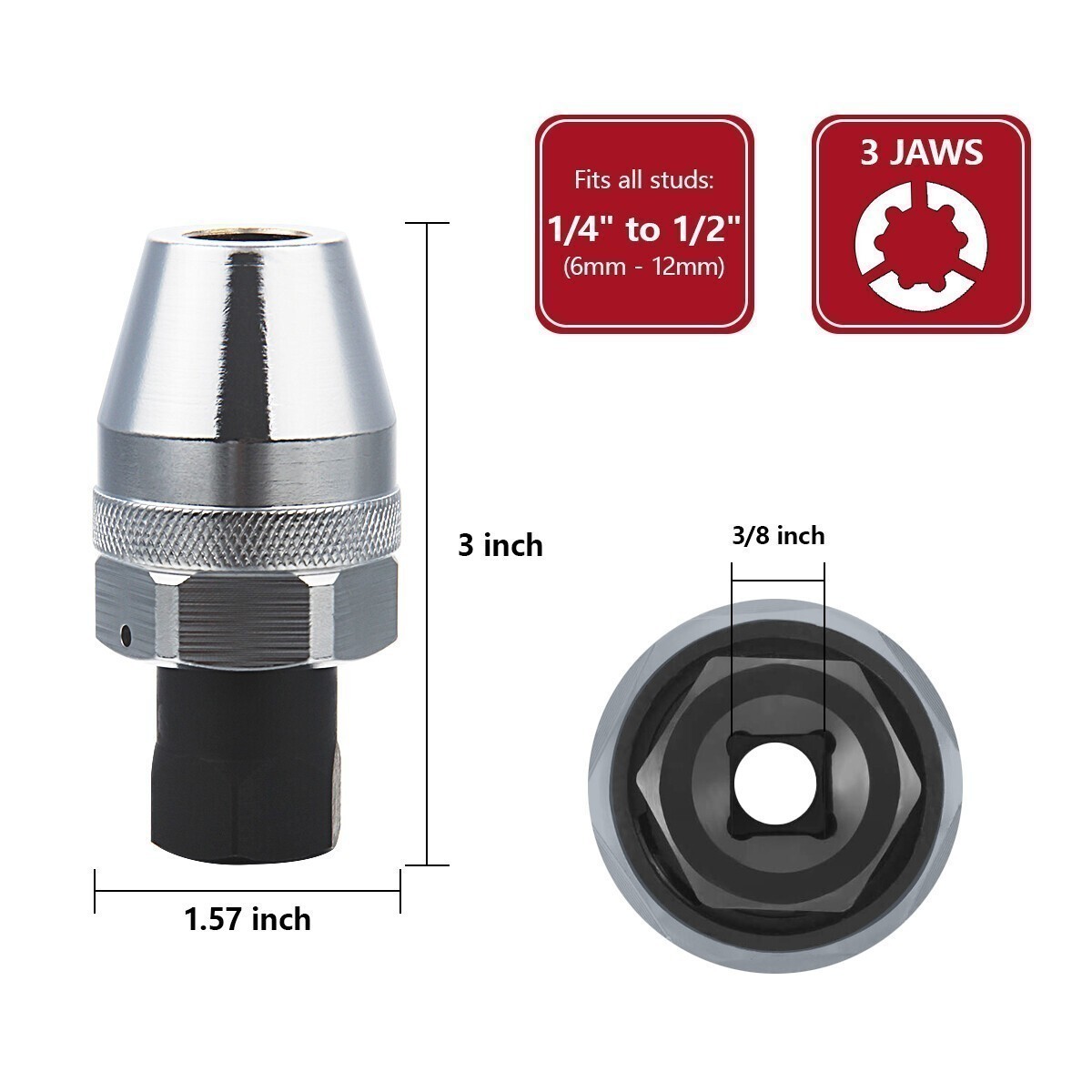 Stud Extractor Tool Broken Bolt Remover for Gripping and Removing 1/4″ to 1/2″