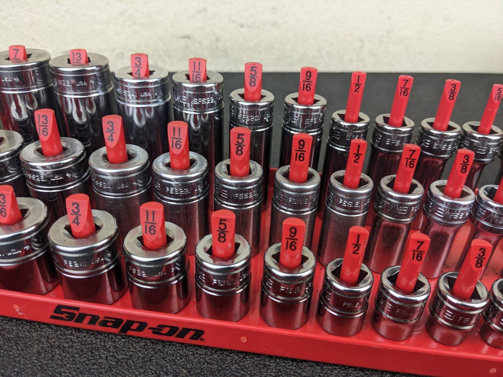 #bo723 Snap On USA 39pc 3/8″ Drive SAE 6 Point Shallow Semi Deep MASTER SET
