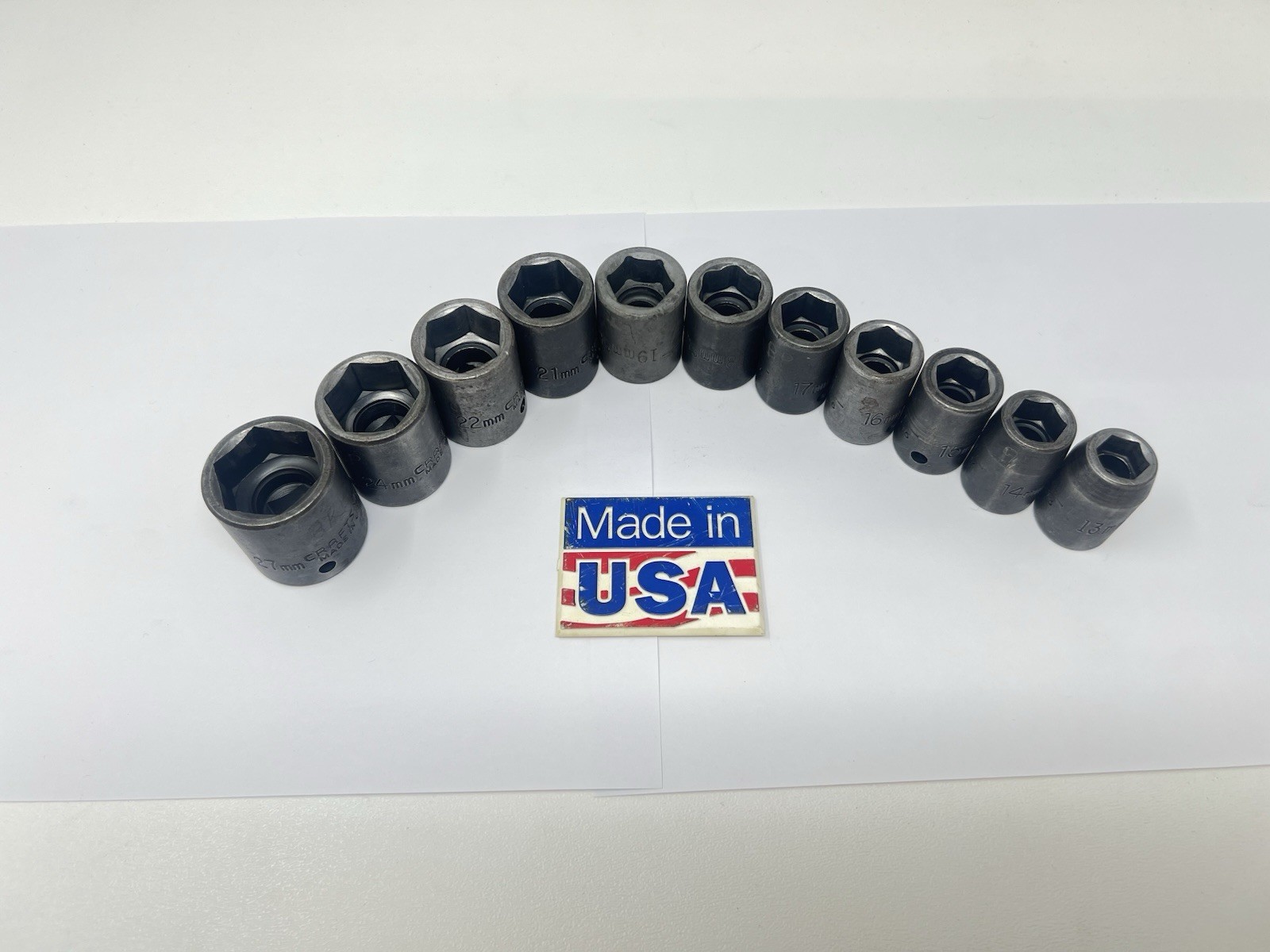 Vintage SEARS CRAFTSMAN USA 11pc METRIC GK EE Impact Socket Set 1/2″ Drive 19450