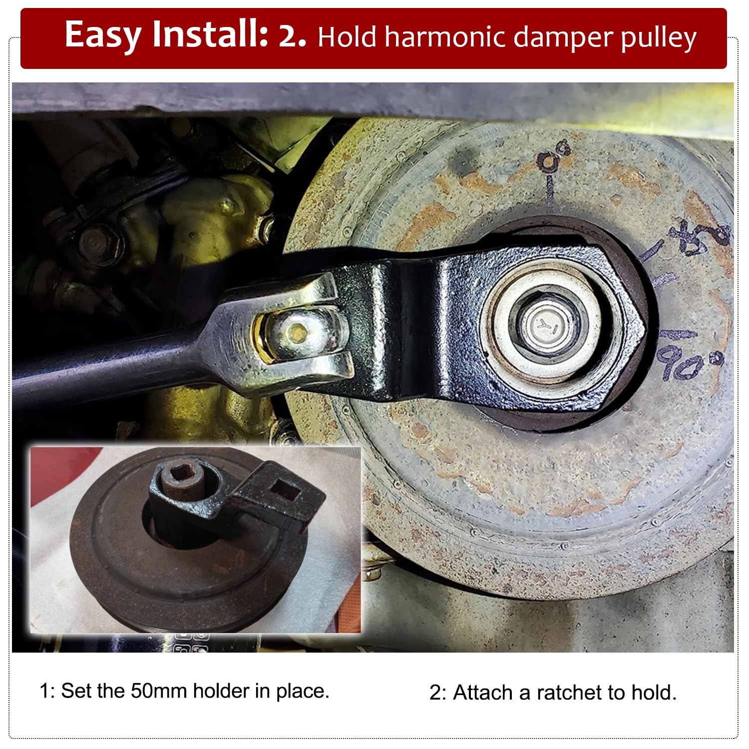 19mm Harmonic Balancer Socket & 50mm Crank Pulley Wrench Tool for Honda Acura