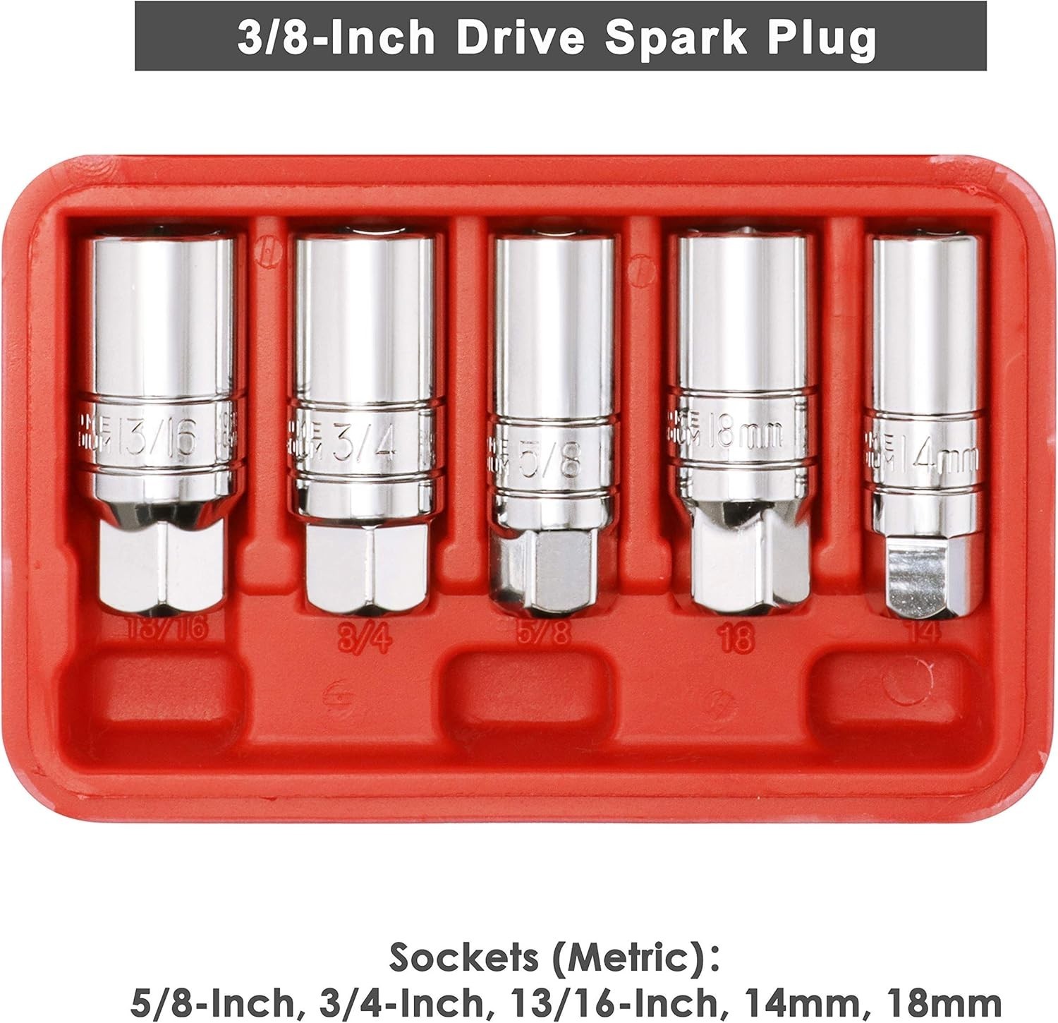 5-Piece Spark Plug Socket Set with Rubber Retaining Ring – Durable & Reliable