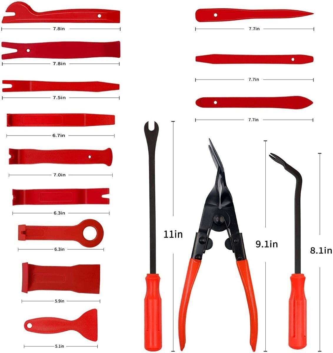 200Pcs Car Trim Removal Tool Set Hand Tools Pry Bar Panel Door Interior Clip Kit