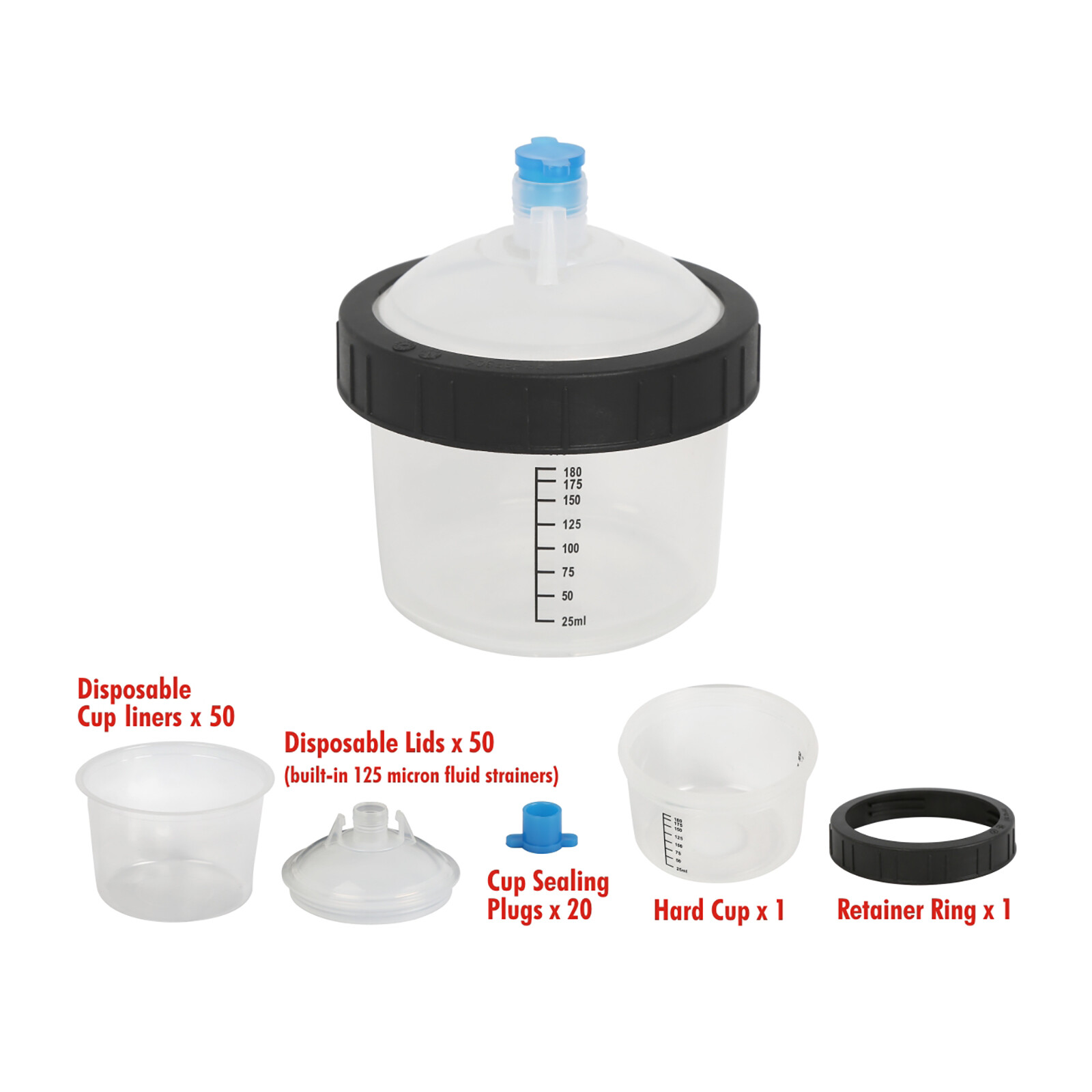 50pcs 180ml 6Oz Hand Disposable Paint Spray Gun Cup Kit Liners Sealing Plugs