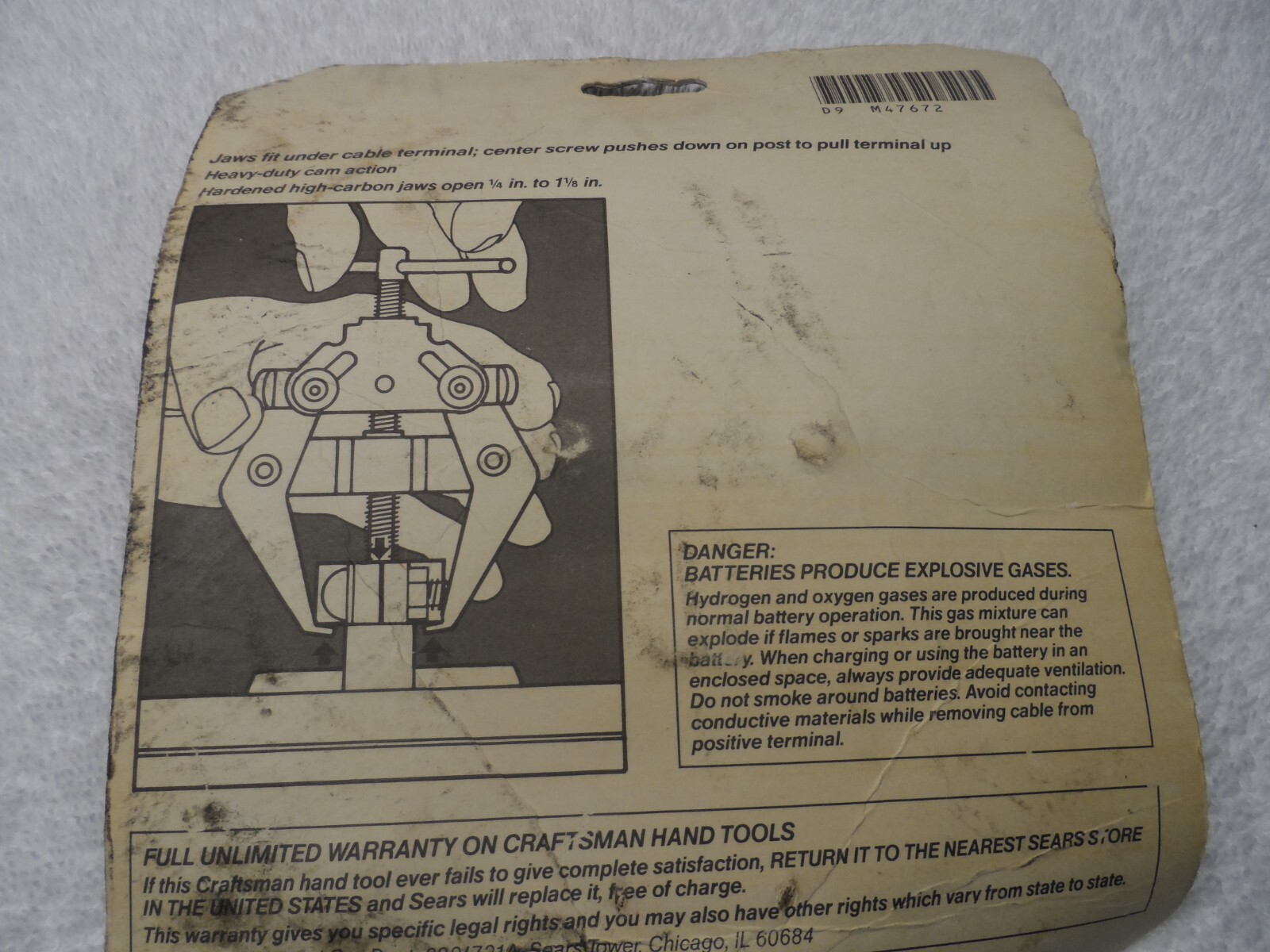 Craftsman AUTO Terminal Battery Puller NIP NOS, made in USA – Part # 47672