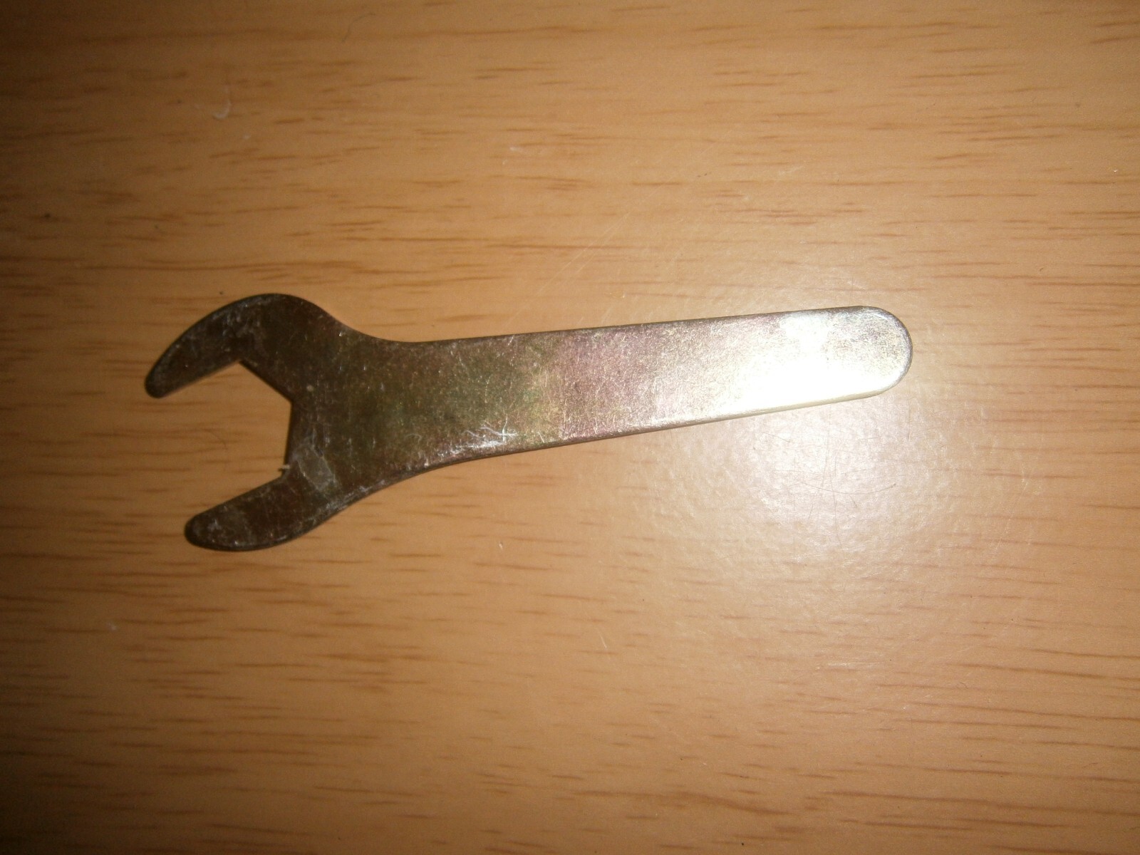 Vintage silver tone spanner. 17mm end.(E6d)