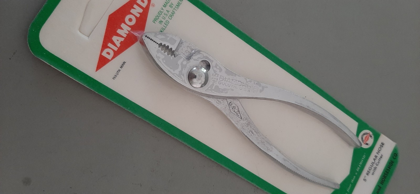 NOS Diamond Horseshoe 5″ Regular Nose w/ Cutter Slip Joint Pliers K15 K15H 9T