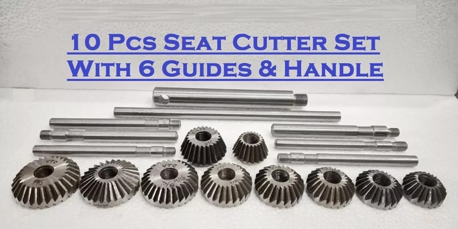 10 PCS VALVE SEAT & FACE CUTTER SET AUTOMOTIVE INDUSTRIAL TOOL – IN METAL BOX