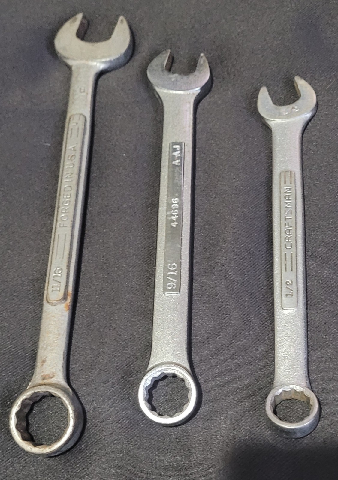 Set Of 3 Craftsman 12 Pt Wrenches, 11/16, 9/16, And 1/2