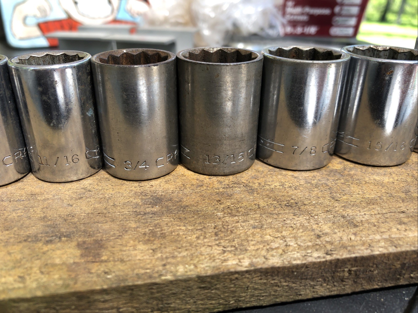 Craftsman “V” Series 1/2 Drive 12 Pt Socket Set 7/16-1” USA 10 Pcs Old No Number