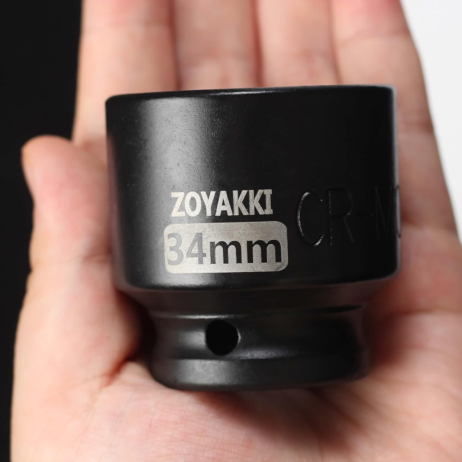 Professional-Grade 1/2 Inch Drive 34mm Impact Socket with Black Phosphate Finish