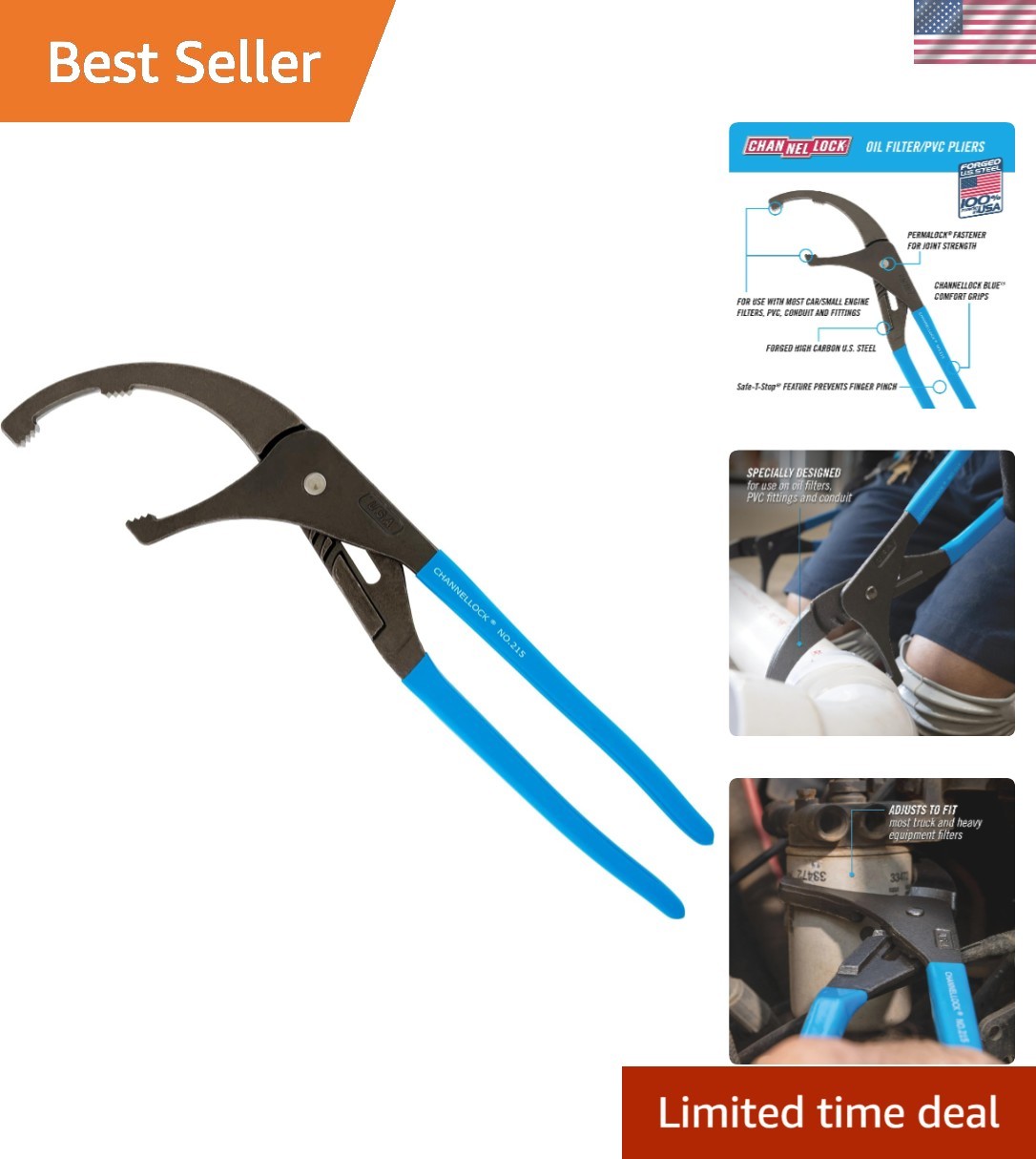 15-Inch Oil Filter Pliers – Adjustable Design for Easy Automotive Maintenance
